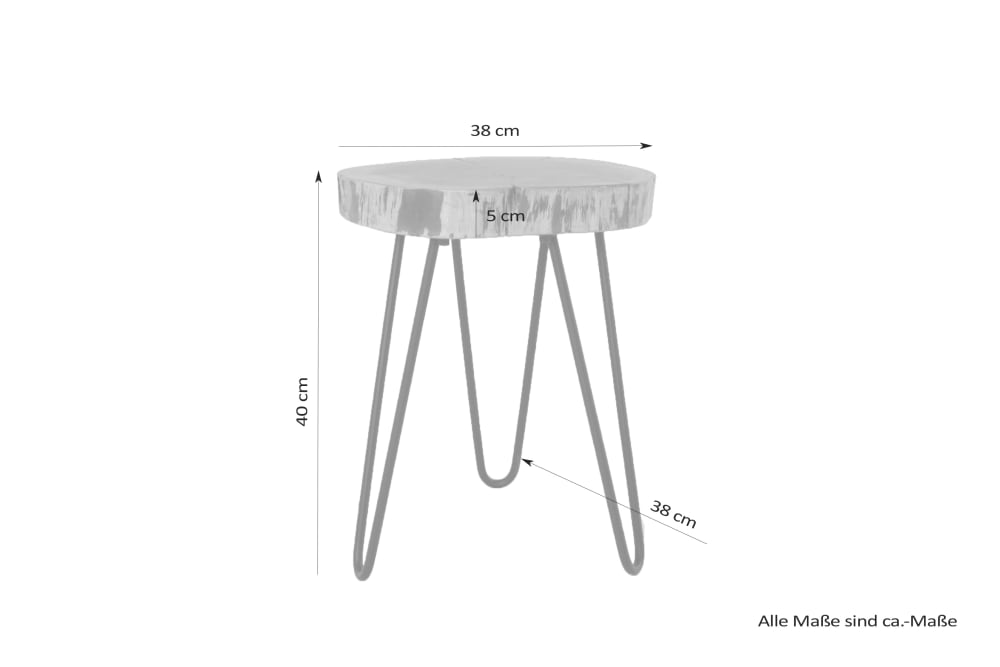 Beistelltisch aus Akazienholz mit Baumkante, D 38, H 40 cm, natur