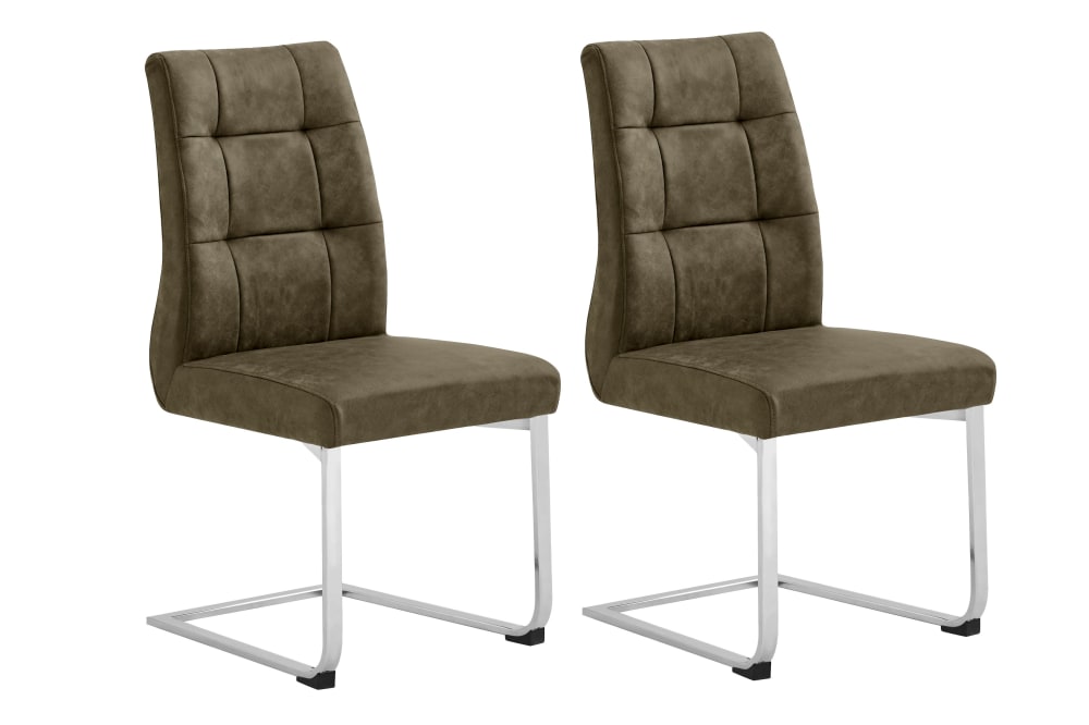 ByLiving 2er Set Stühle mit Vintage-Bezug, bis 150kg belastbar, braun style modern - Stoff