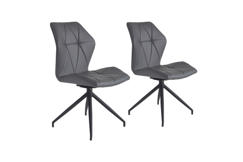ByLiving 2er Set Stühle aus Kunstleder, Sitzschale 360° drehbar , grau style modern - Metall