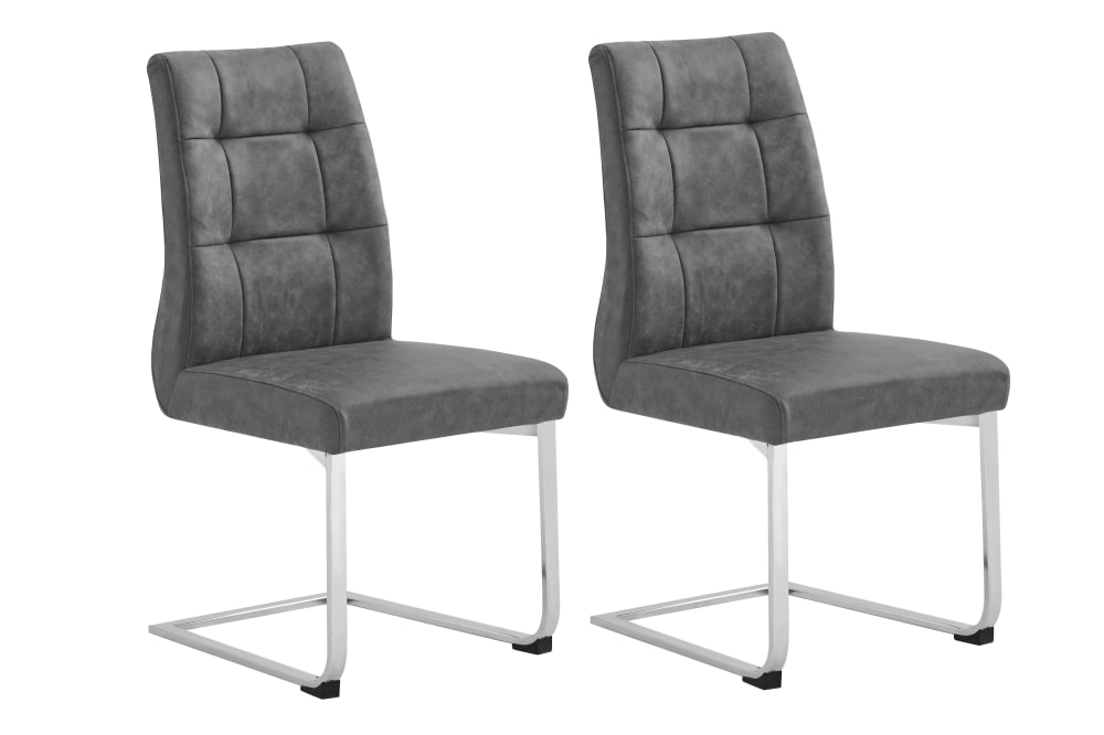 ByLiving 2er Set Stühle mit Vintage-Bezug, bis 150kg belastbar, anthrazit style modern Grau Stoff