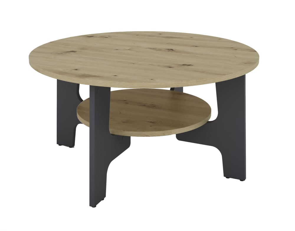 ByLiving Couchtisch mit praktischem Ablageboden, D 80, H 42,5 cm, hellbraun style modern - Spanplatte