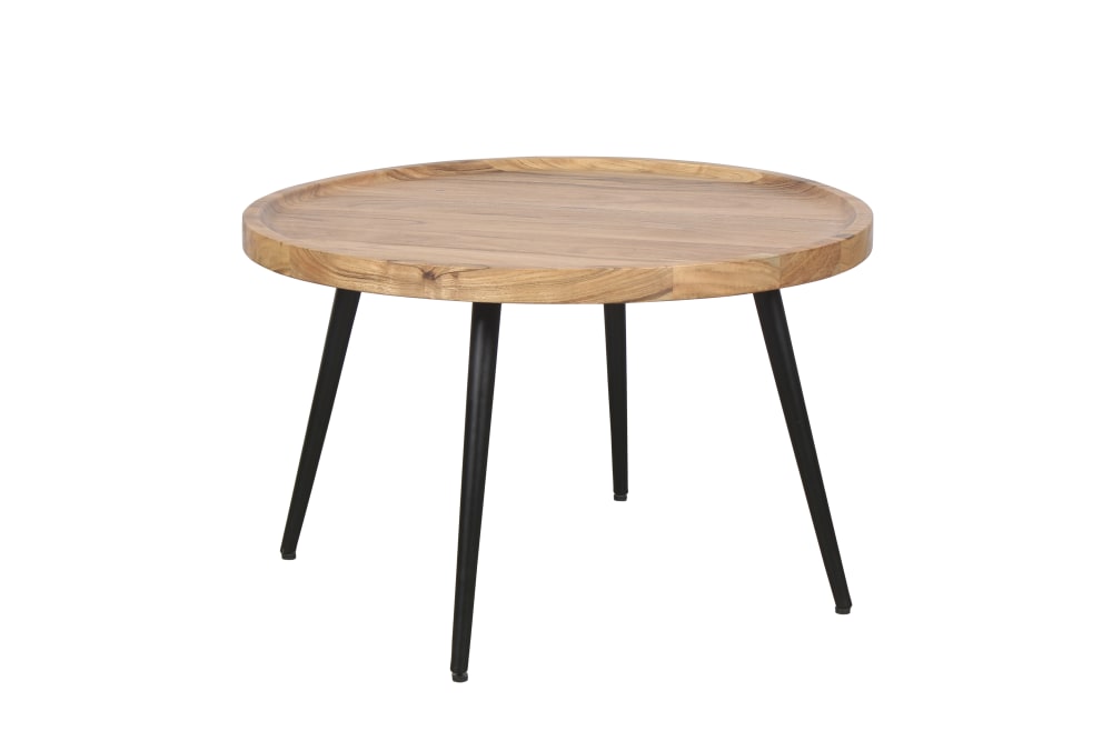 ByLiving Couchtisch aus Akazienholz, D 75, H 47,5 cm, natur und schwarz style modern Braun