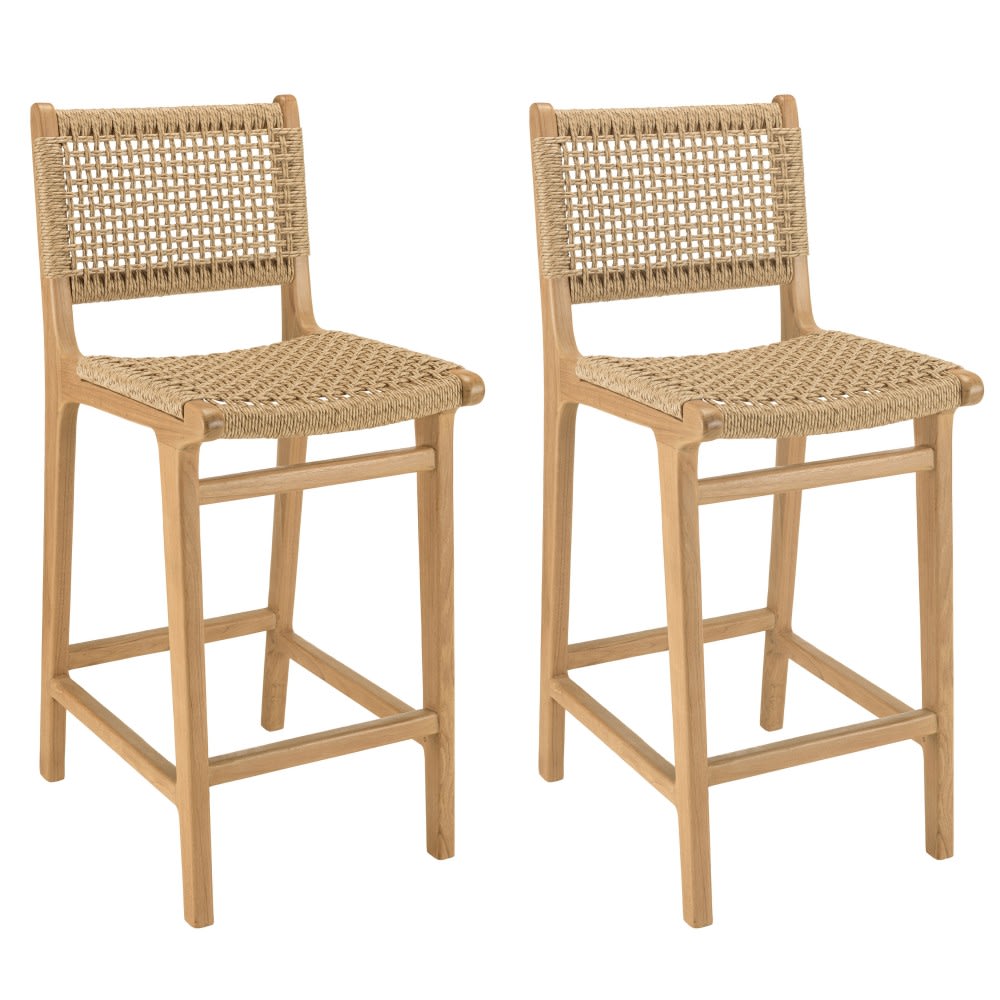 Lot de 2 tabourets bar - teck
