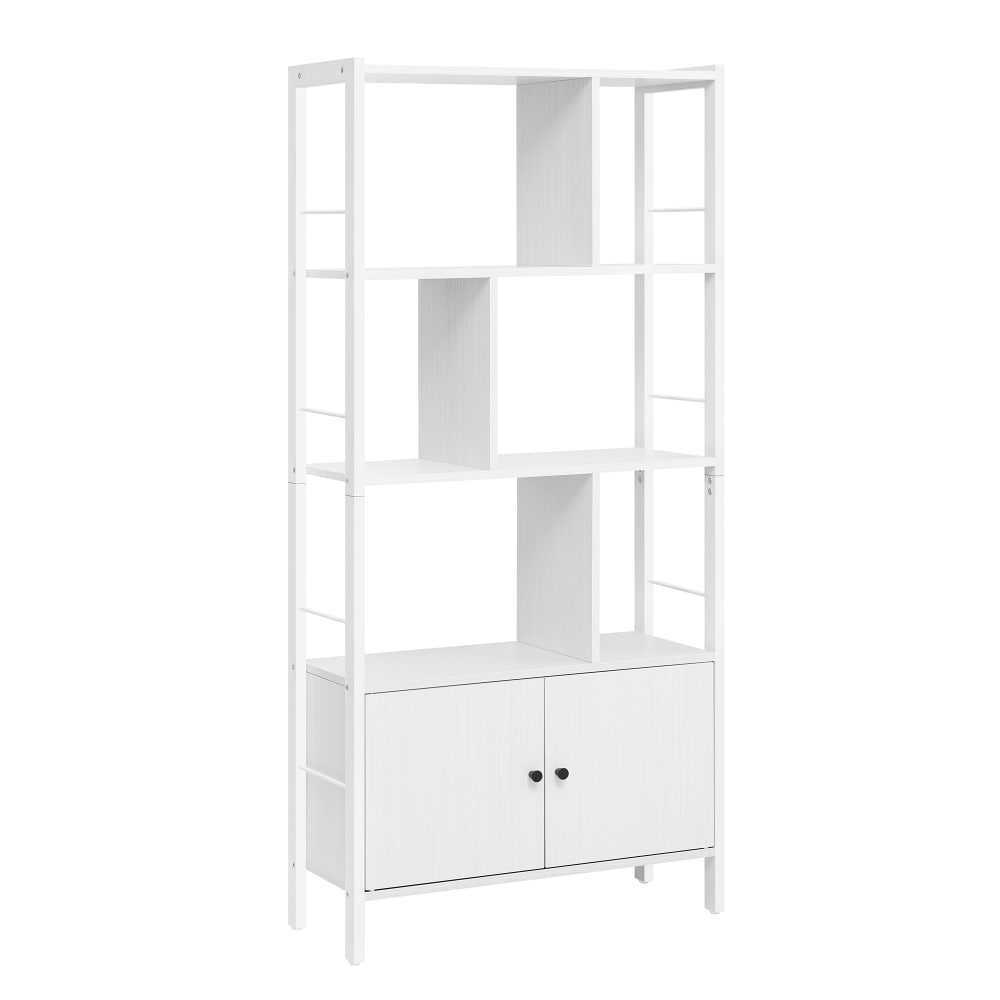 Bibliothèque à 4 niveaux avec portes cadre en acier blanc