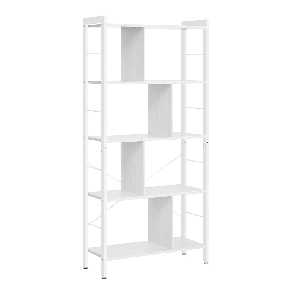 Bibliothèque à 5 niveaux grande structure métallique blanc érable