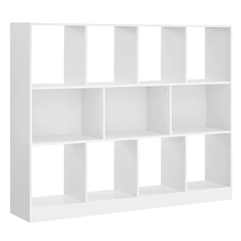 Bibliothèque, séparateur avec 11 compartiments de rangement, blanc
