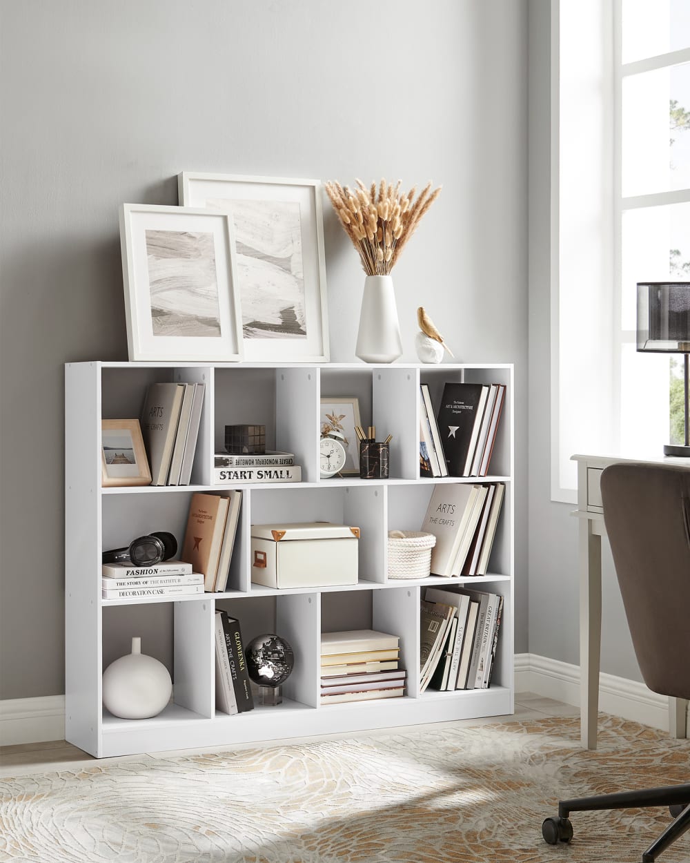 Bibliothèque de rangement cube avec 11 casiers 126 x 30 x 100 cm blanc - Maisons du Monde