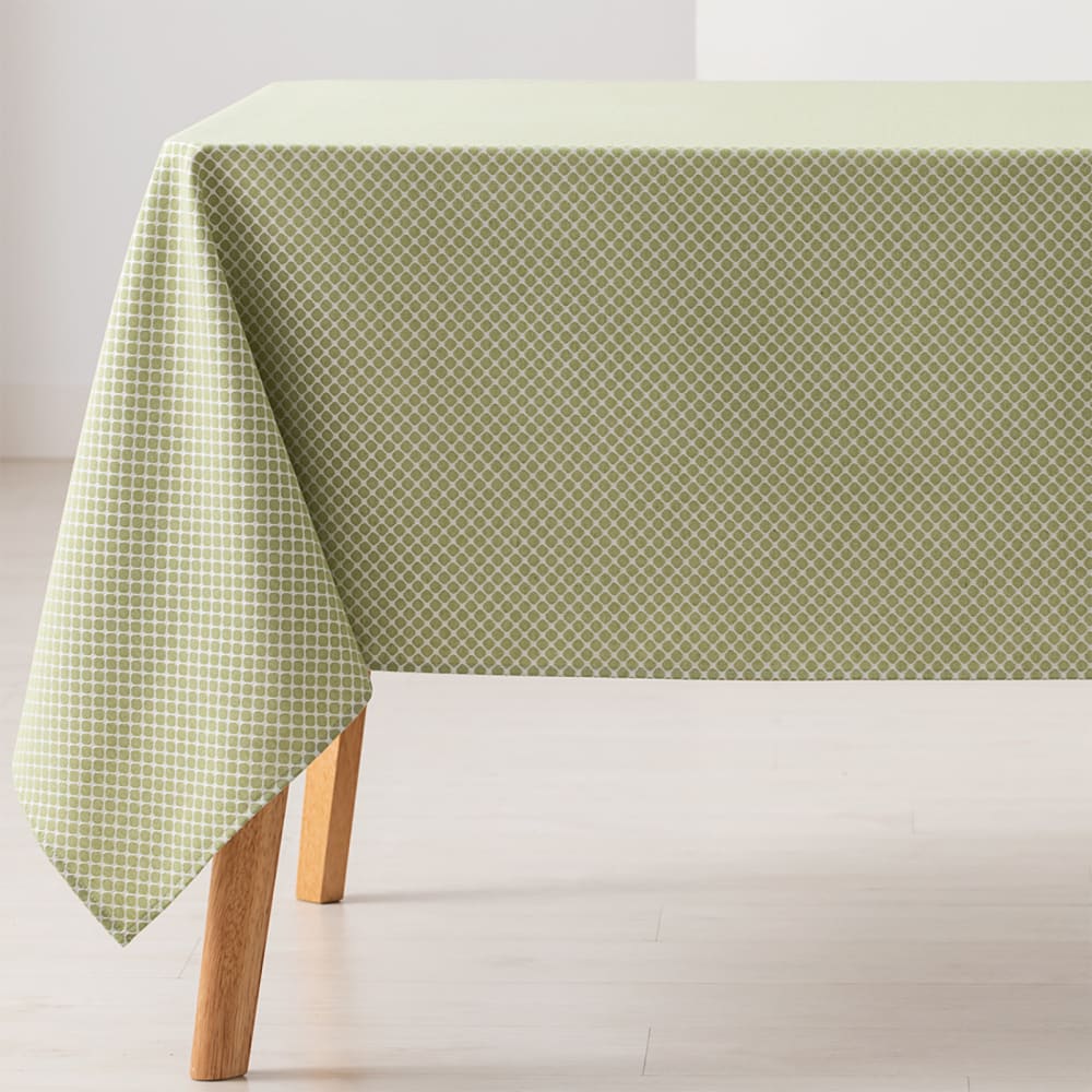 Nappe en coton jacquard antitaches géométrique vert 140x240cm