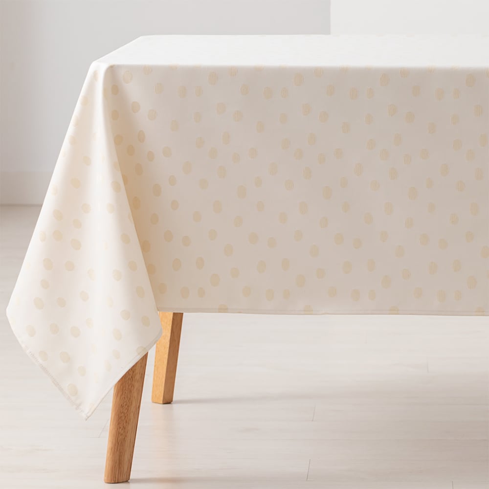 Nappe en coton jacquard antitaches à pois doré 140x100cm