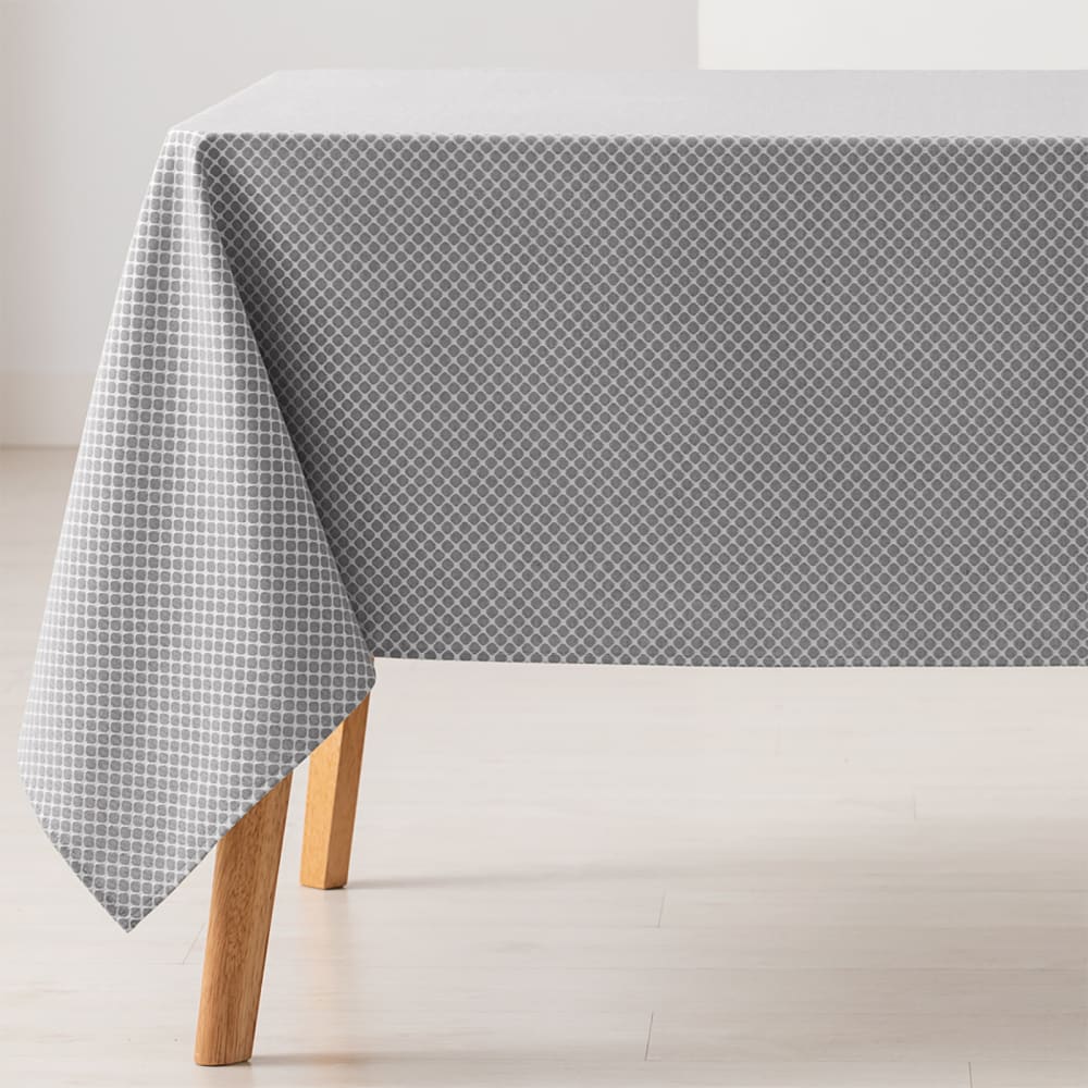 Nappe en coton jacquard antitaches géométrique gris clair 140x240cm