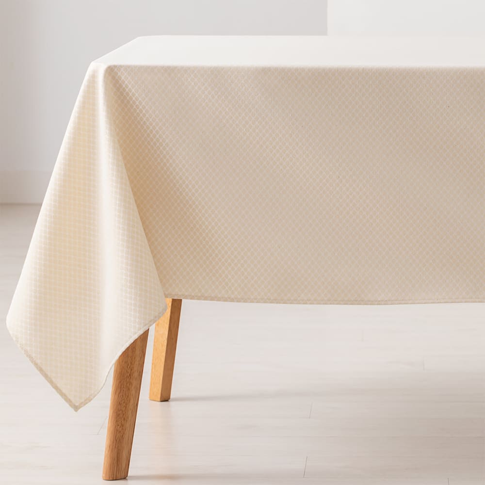 Nappe en coton jacquard antitaches géométrique doré 140x140cm