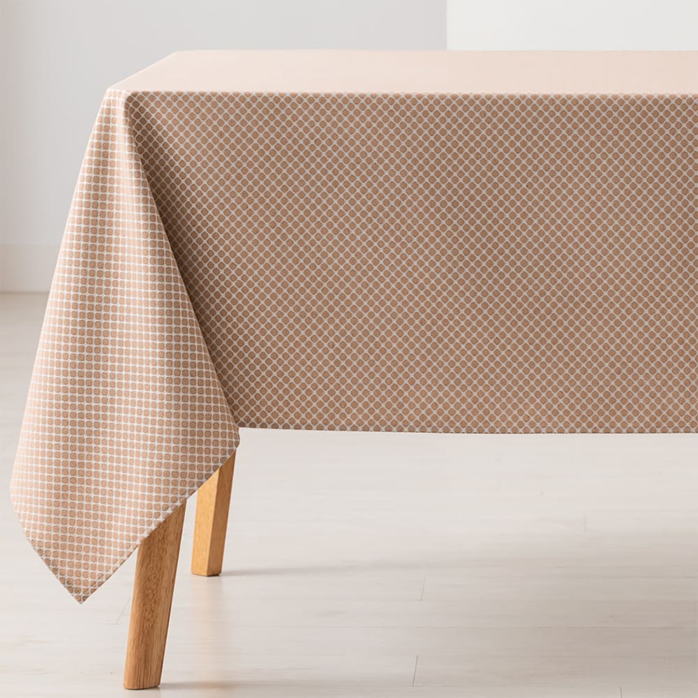 Nappe en coton jacquard antitaches géométrique taupe 140x200cm
