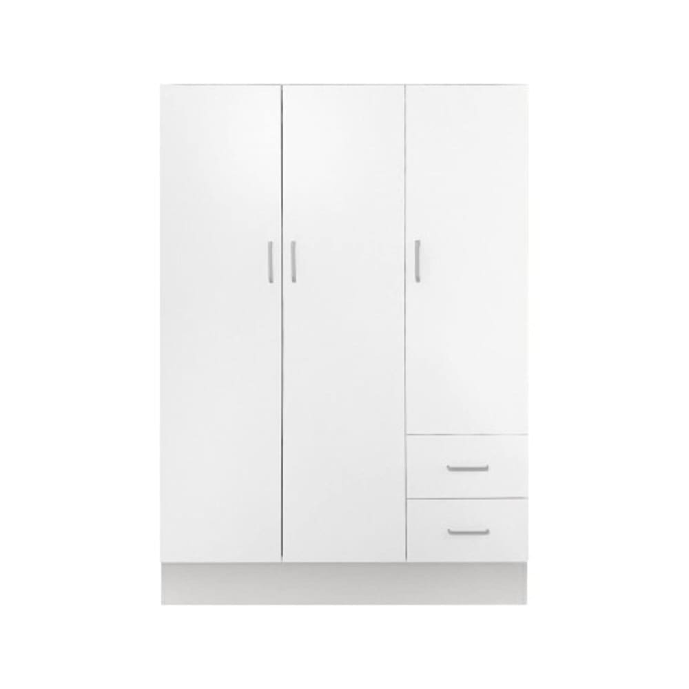 Armoire 3 portes effet bois blanc 120x50cm