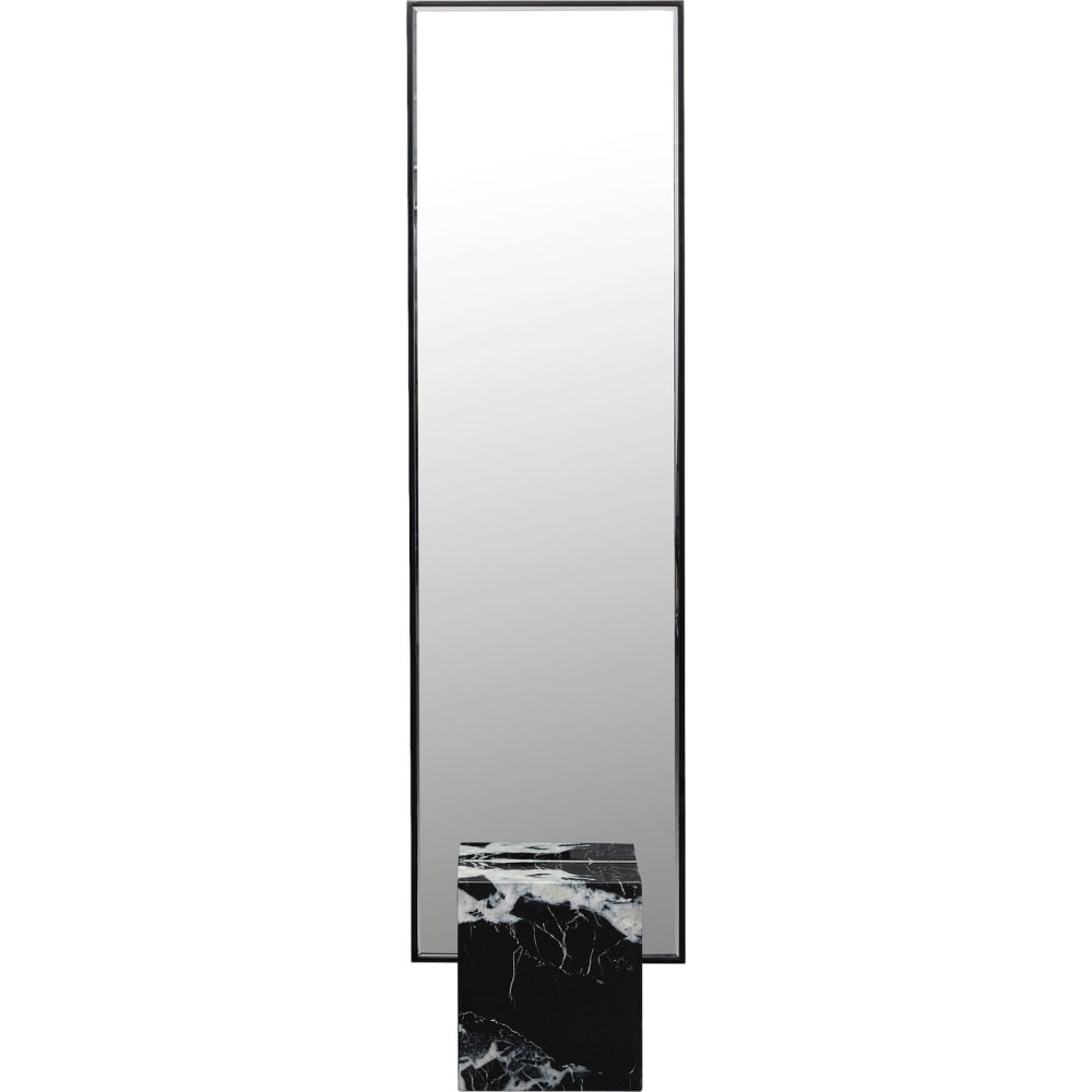 Miroir sur pied en marbre et acier noir