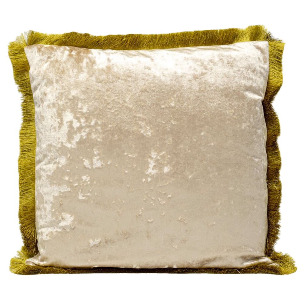 Kare Design Kissen mit Fransen, beige, 45x45cm - Samt