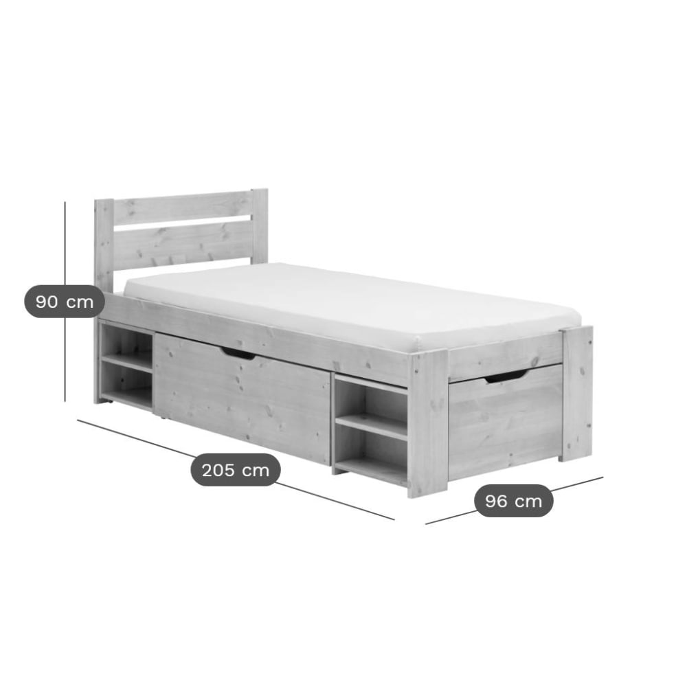 Lit enfant et ses 3 tiroirs en bois blanc (CAMIF) - Image 2