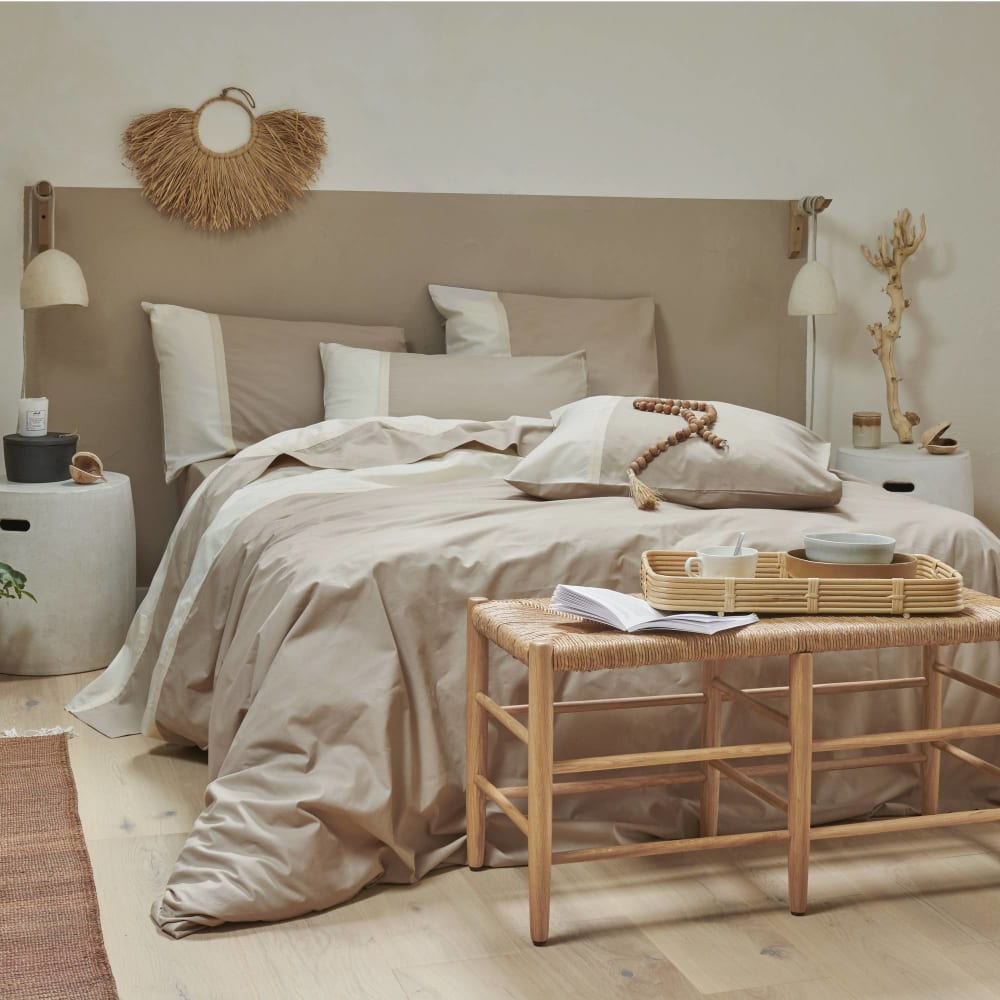 Housse de couette en coton bio beige 140 x 200 cm