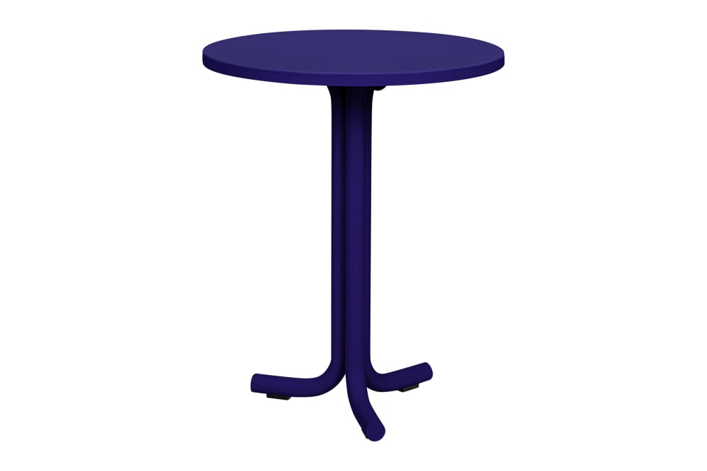 Table de café d'extérieur en acier galvanisé, myrtille