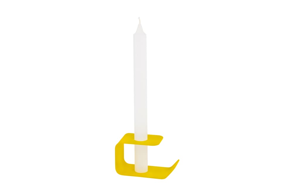 noo.ma Flec Kerzenständer niedrig aus Stahl 10 x 5 x 5,5 cm style modern Gelb Stahl