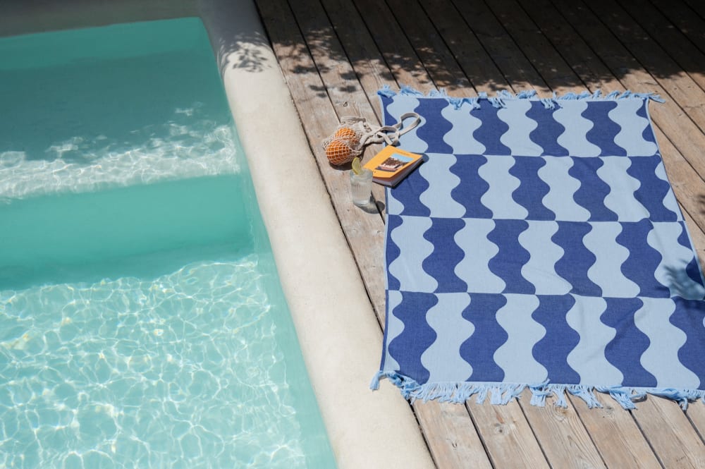 Serviette de plage en coton, bleu - Maisons du Monde