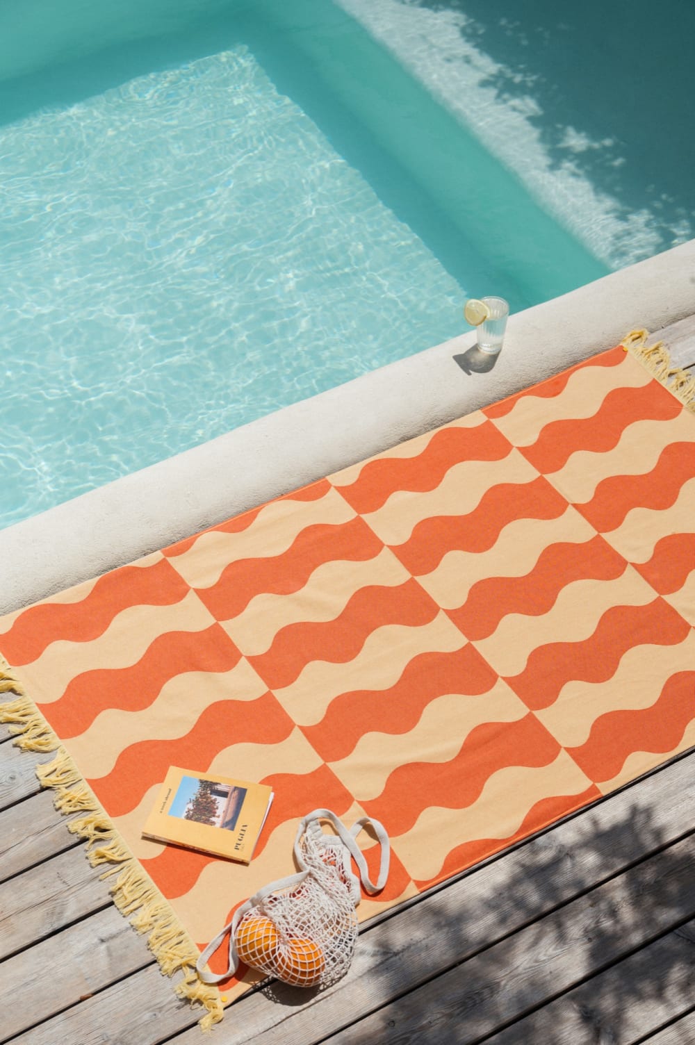 Serviette de plage en coton, orange - Maisons du Monde