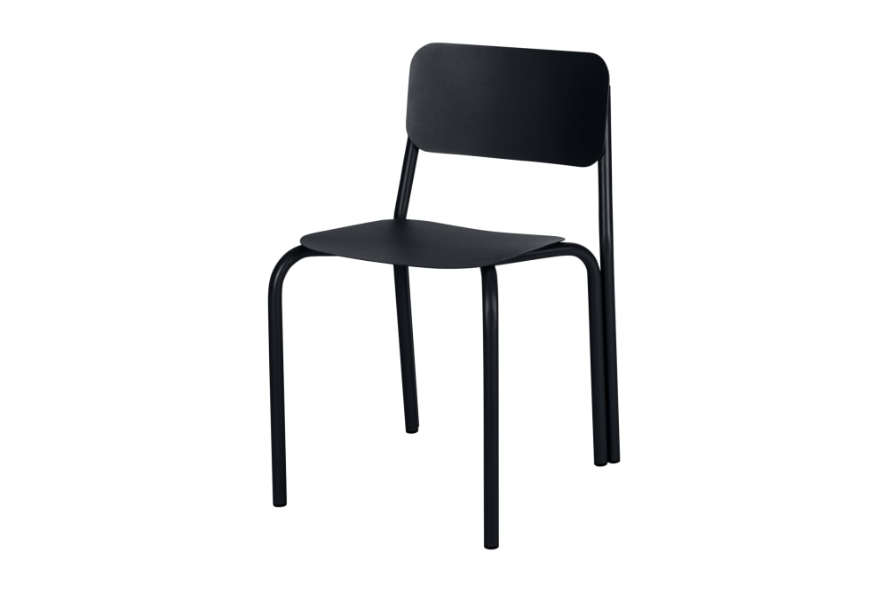 Chaise d'extérieur en acier galvanisé peint par poudrage, noir