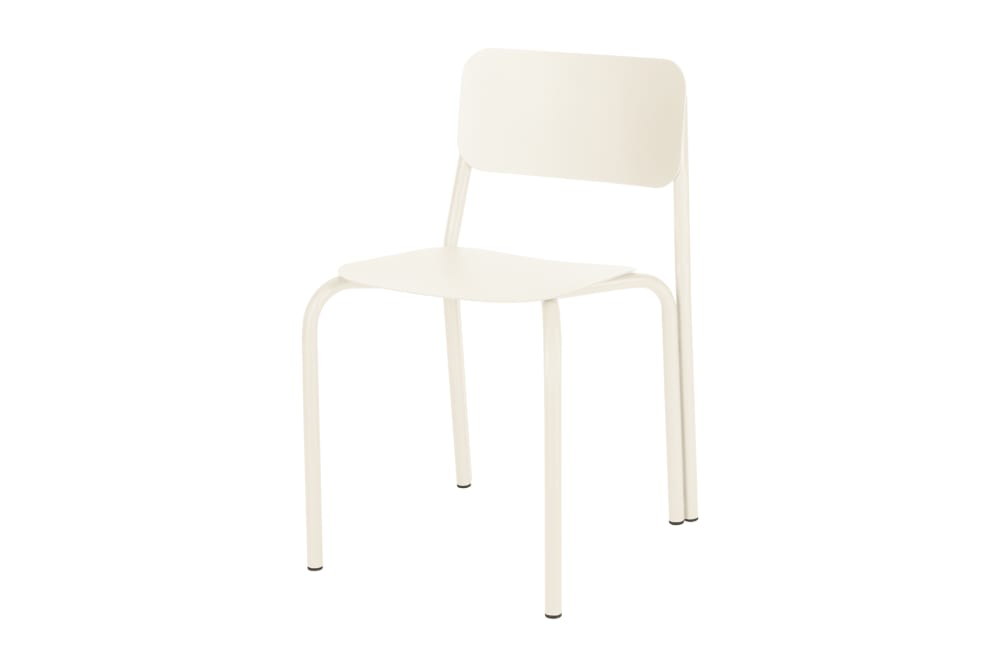 Chaise d'extérieur en acier galvanisé peint par poudrage, beige