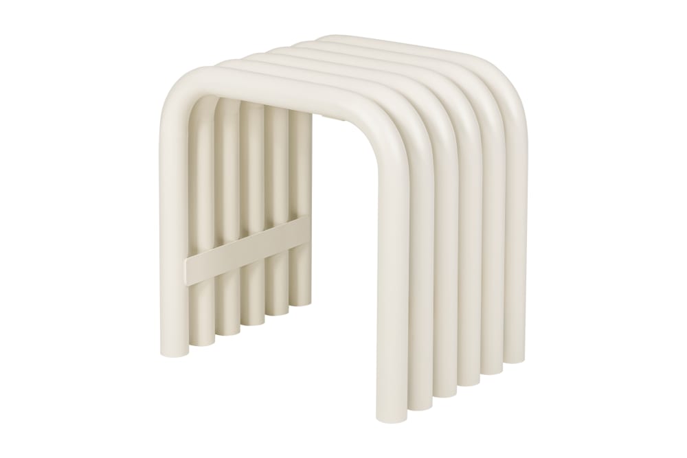Tabouret en acier galvanisé peint par poudrage, beige