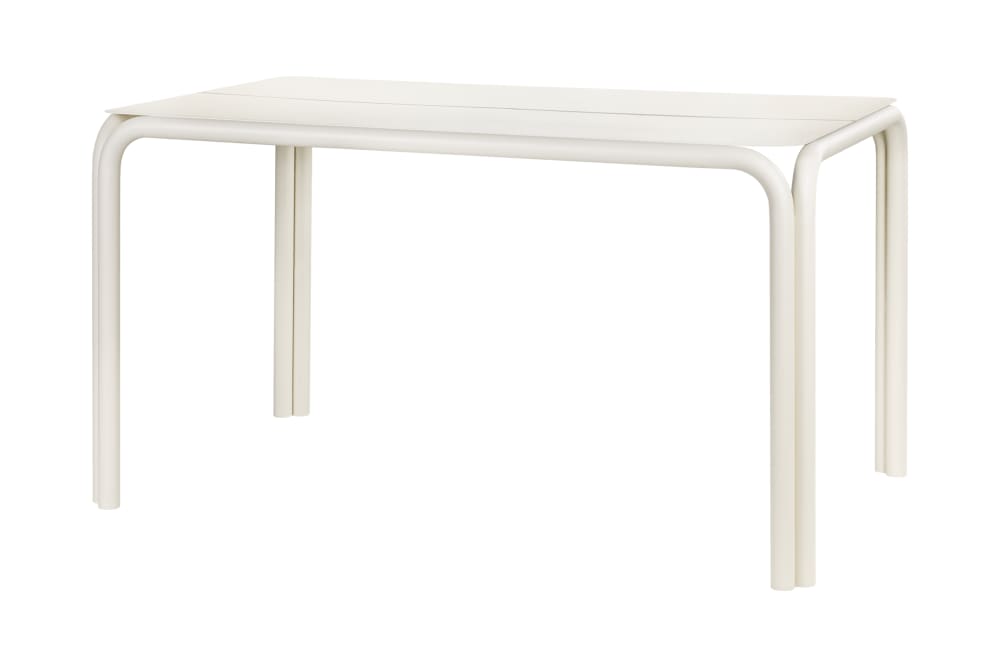 Table à manger d'extérieur en acier galvanisé, beige