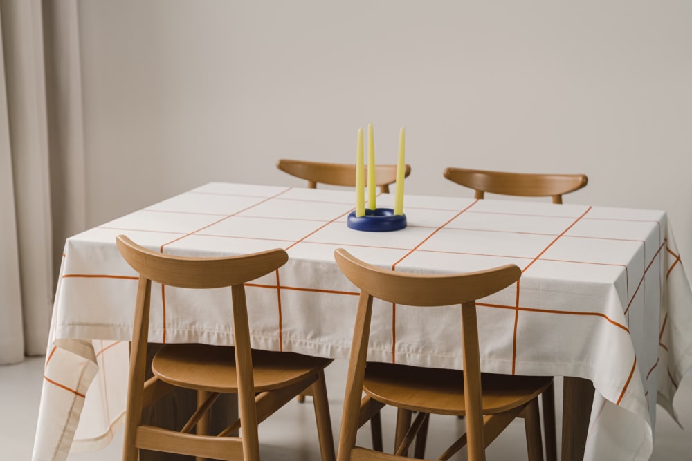 Nappe en coton et lin, orange, 140x140 cm