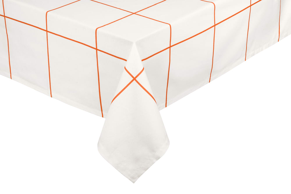 noo.ma Tischdecke, 140x100 cm, Baumwoll-Leinen, Orange - Maisons
