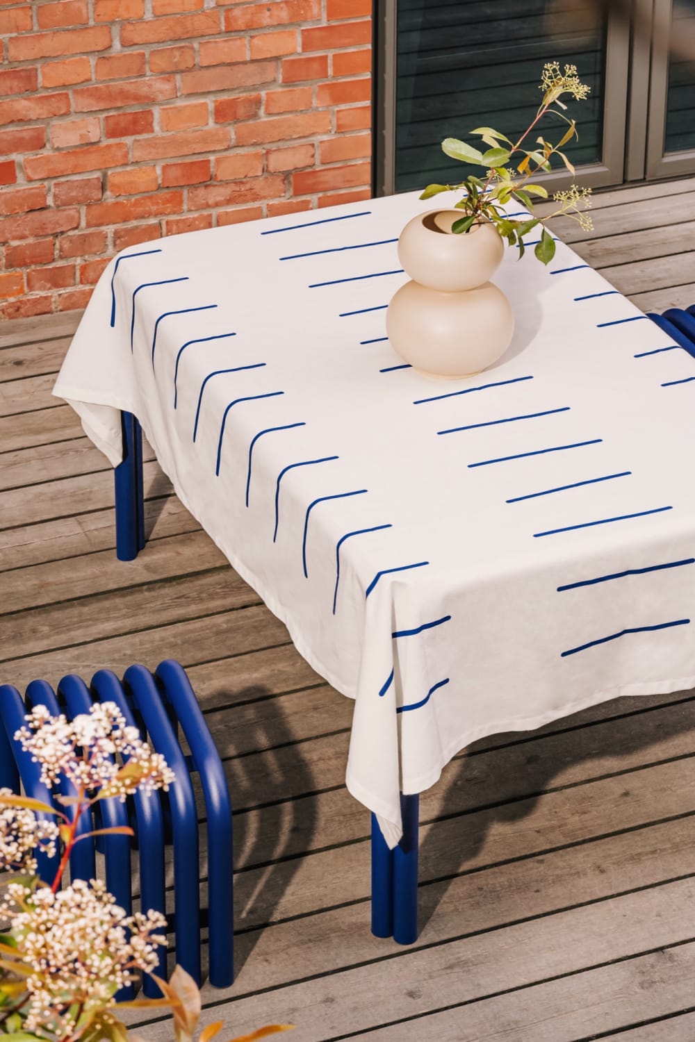 Nappe en coton et lin, myrtille, 140x250 cm