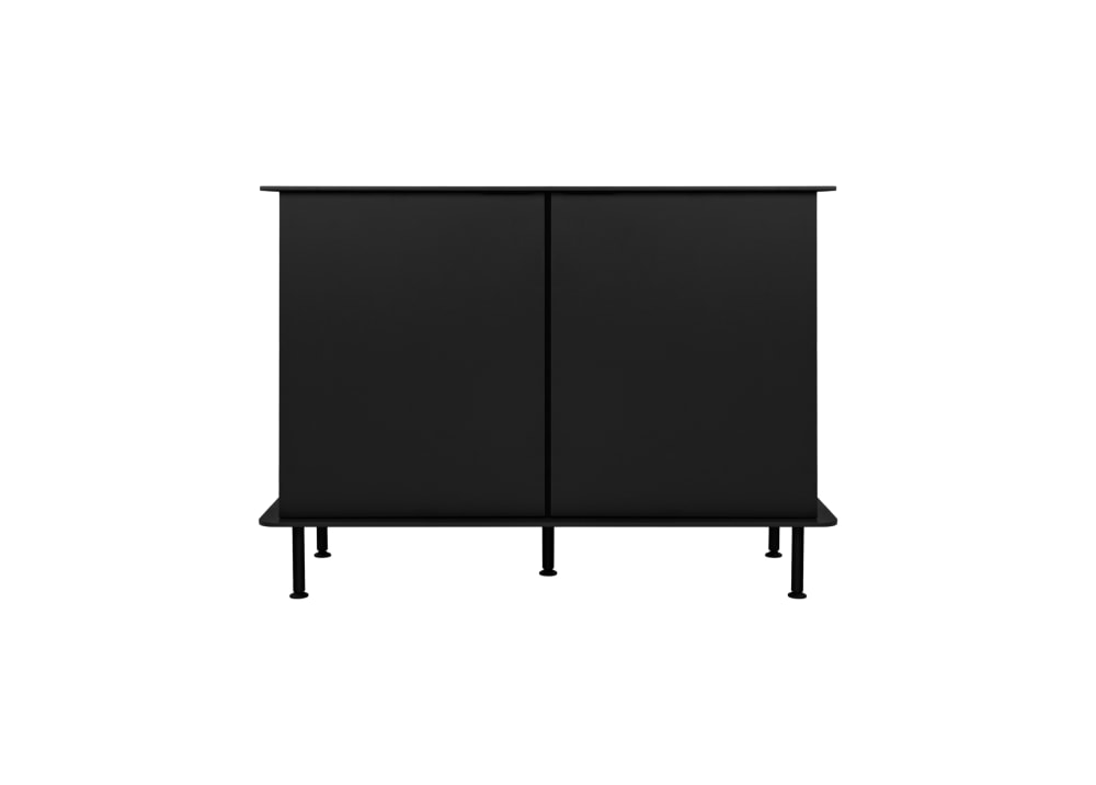 Buffet en stratifié chêne avec portes et tiroirs, noir