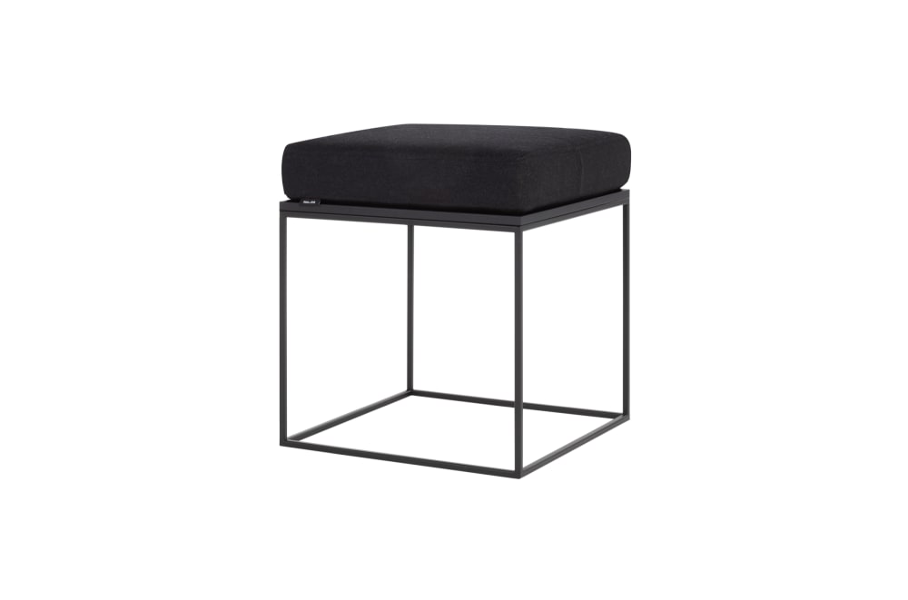 Tabouret en placage de chêne et acier avec coussin, noir