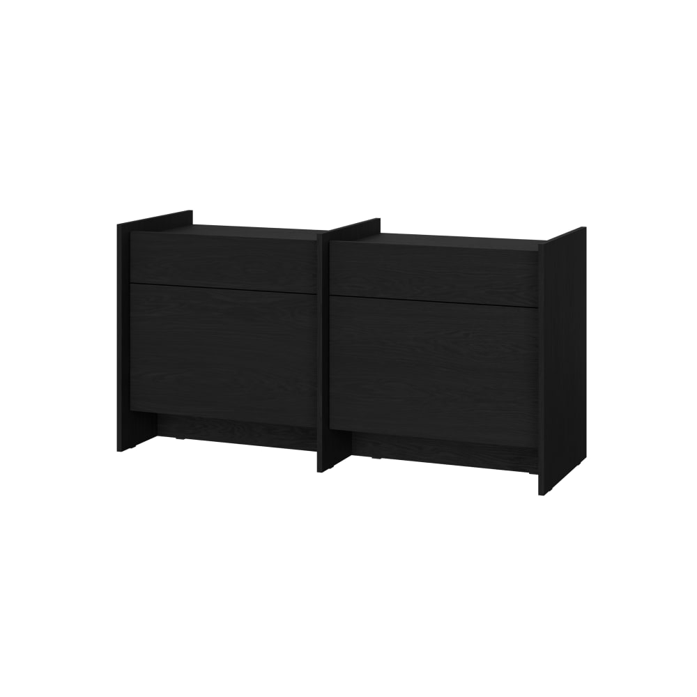 Buffet en stratifié chêne avec portes et tiroirs, noir