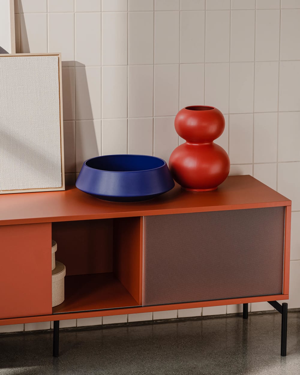Noo.ma tuga vase ball en céramique 22 x 10 x 30 cm, rouge coquelicot. - Maisons du Monde