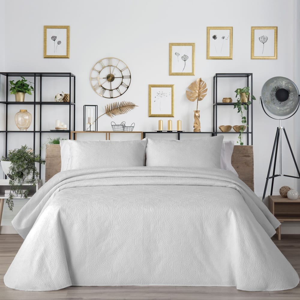 Manterol Colcha bouti mosaico gris cama