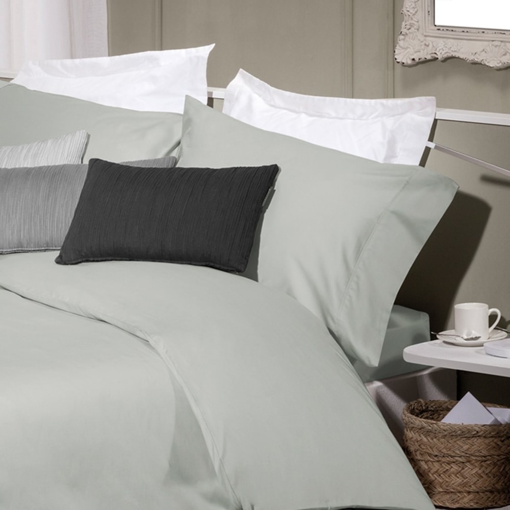 Juego de funda nórdica algodón satén gris claro cama 150/160cm