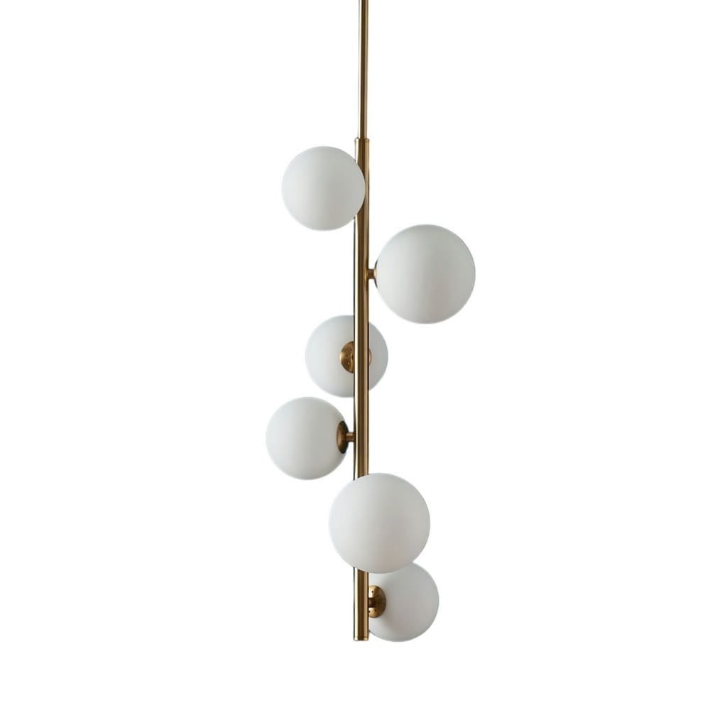 Kosilum Hängeleuchte aus Metall und Glas 60 cm, Weiß und Gold Gold Glas