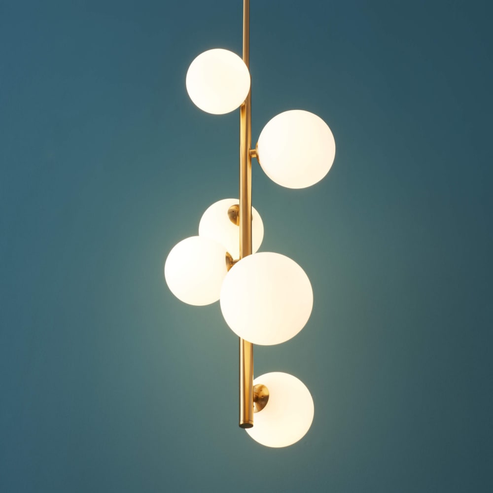 Suspension en verre blanc et doré 60 cm — vue 4