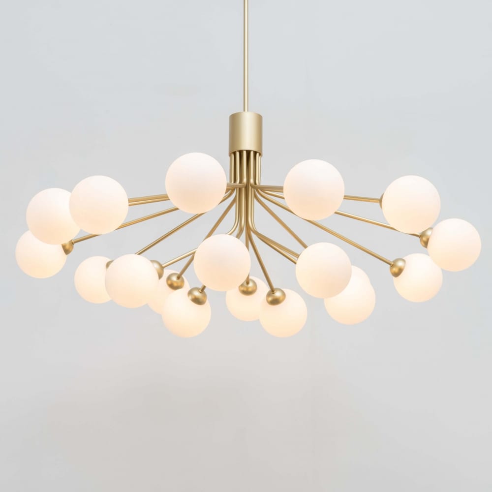 Suspension en verre blanc et doré 110 cm — vue 4