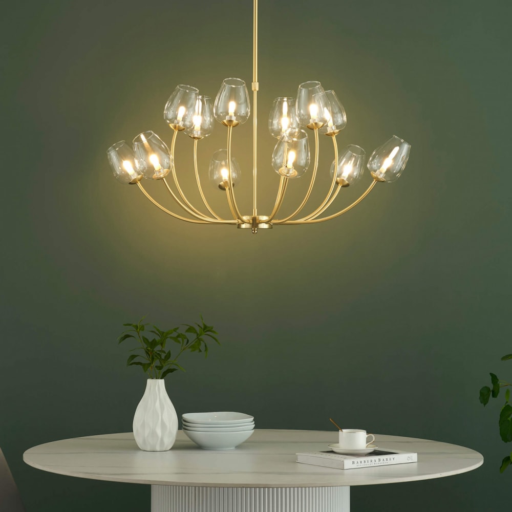 Suspension en verre doré / laiton 100 cm — vue 3