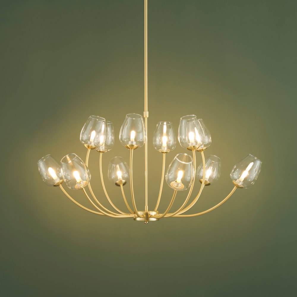 Suspension en verre doré / laiton 100 cm — vue 4