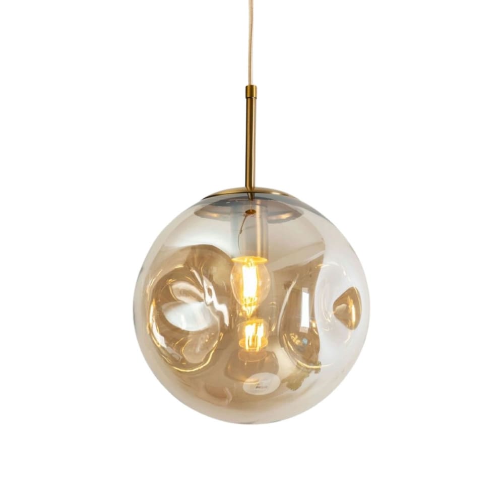 Hängeleuchte aus Metall und Glas 25 cm, Bernstein - Maisons Du