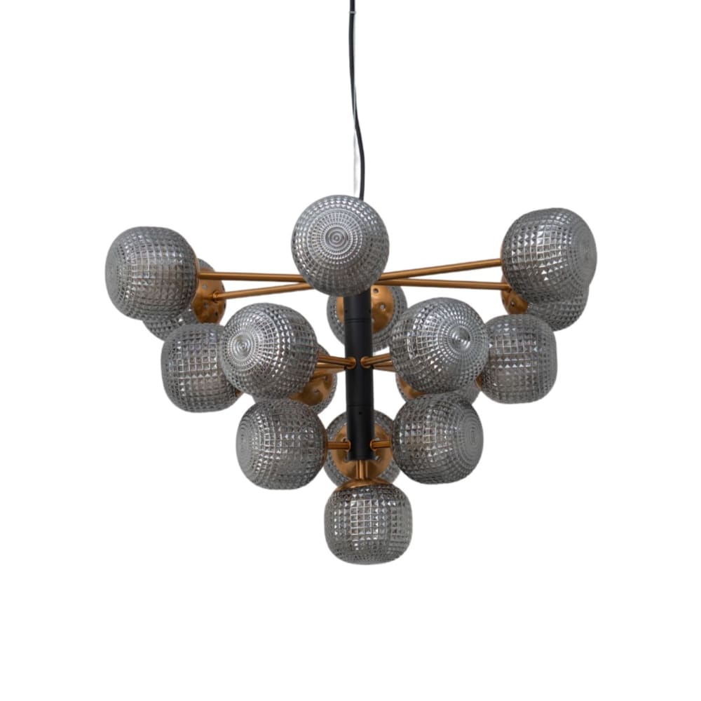 Kosilum Hängeleuchte aus Metall und Glas 41 cm, Schwarz und gold - Glas