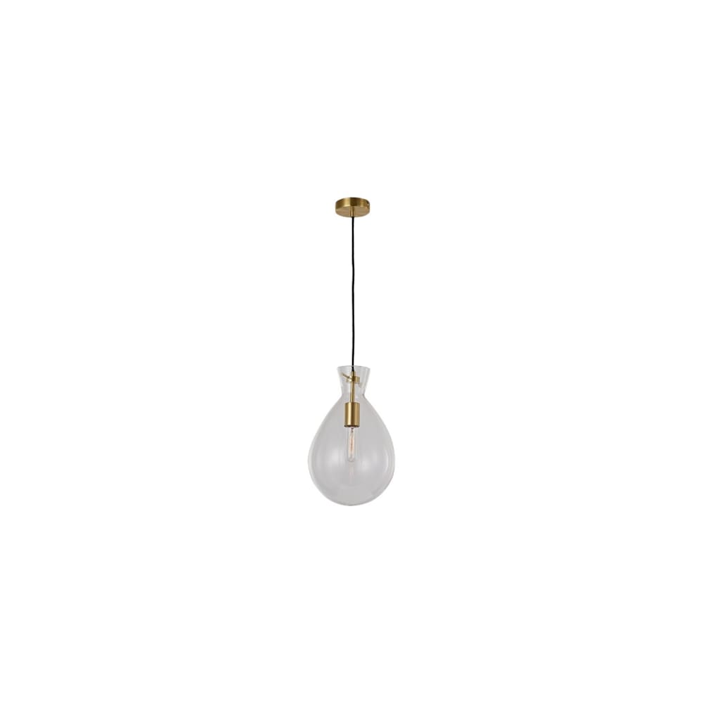 Kosilum Hängeleuchte aus Glas und Edelstahl 39 cm, Transparent und goldfarben Transparent Glas