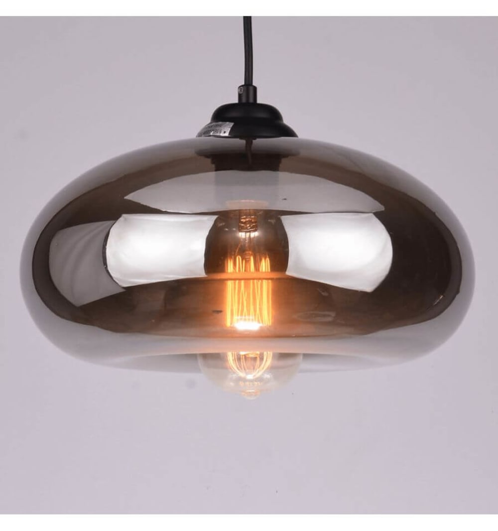 Suspension en verre gris fumé 28 cm