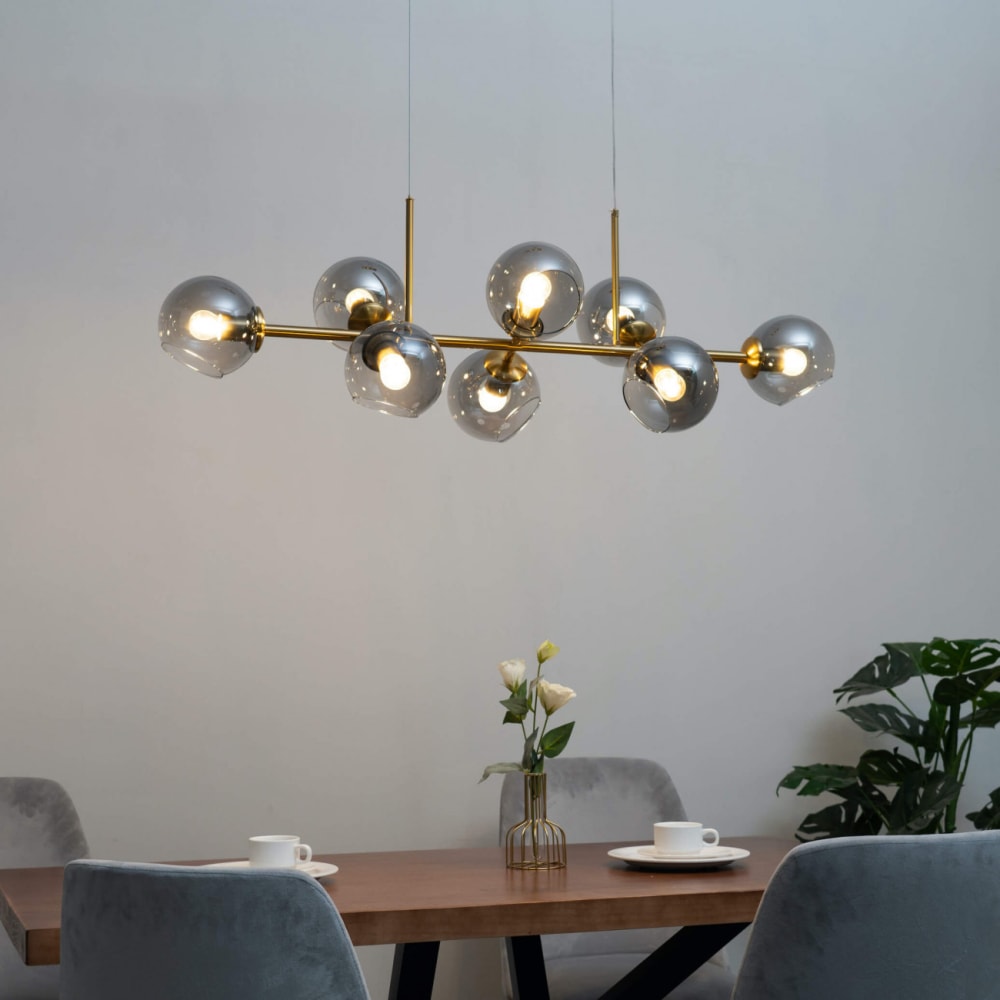 Hängeleuchte aus Metall und Glas 110 cm, Gold / Messing - Maisons