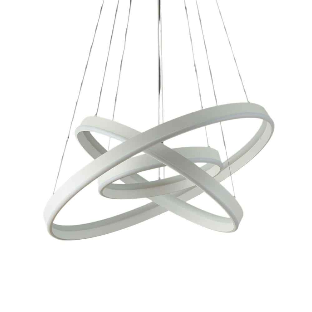 Kosilum Hängeleuchte aus Stahl, Aluminium und Silizium 150 cm, Weiß Weiß Metall