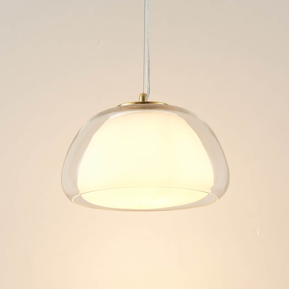Suspension en verre transparent et blanc 25 cm — vue 4